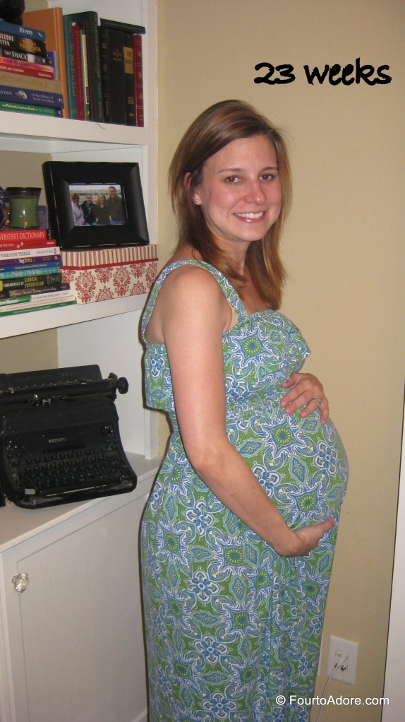You may notice I'm wearing the same dress from 18 weeks in this picture. What a difference a few weeks made!