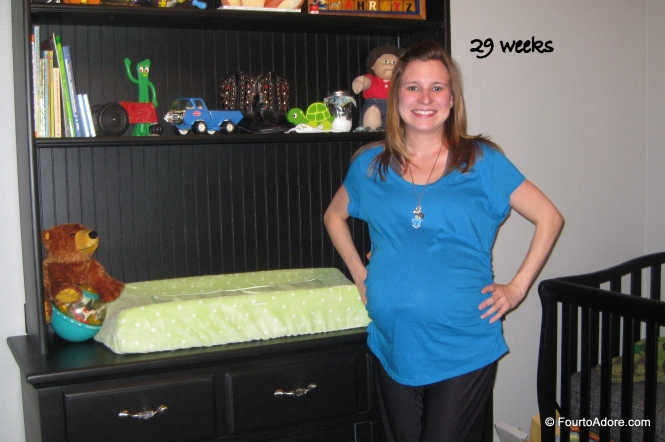 Shockingly I was still at home on bed rest at 29 weeks and then took my picture in the boys' nursery.