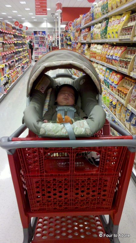 Harper was down for the count,  but so cute at Target.