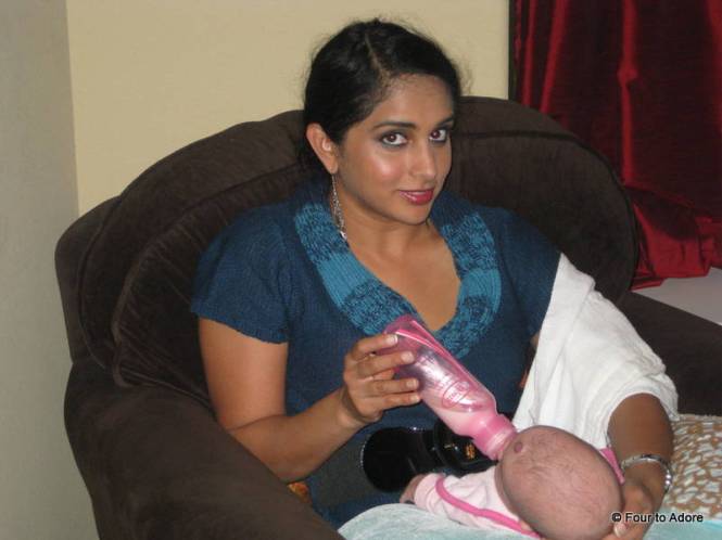 This was Neha's first time feeding a baby.  She did a great job with Sydney even though Sydney can be a bit tricky at times with her leaking and gagging antics.