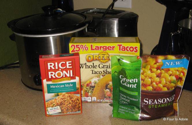 We needed some side dishes so I used Rice a Roni and steam in the bag roasted corn.  Voila!