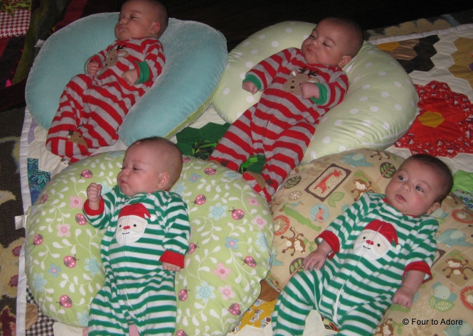 Here's everyone lounging in Boppy pillows.