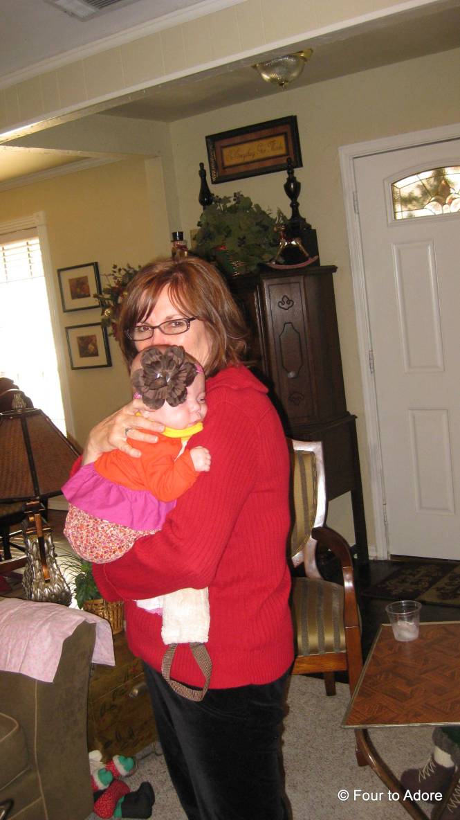 Nisey used a warm compress to help soothe a fussy Sydney.