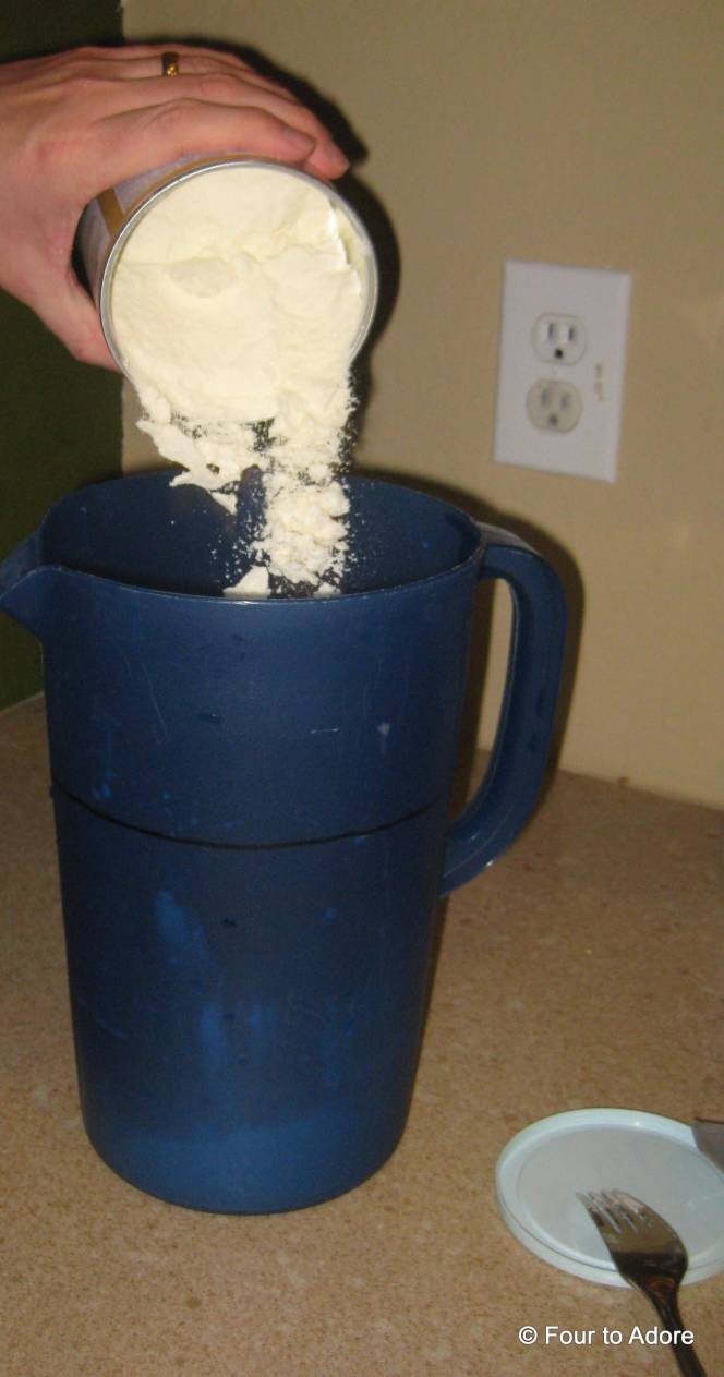 Then pour the entire can into the pitcher. 