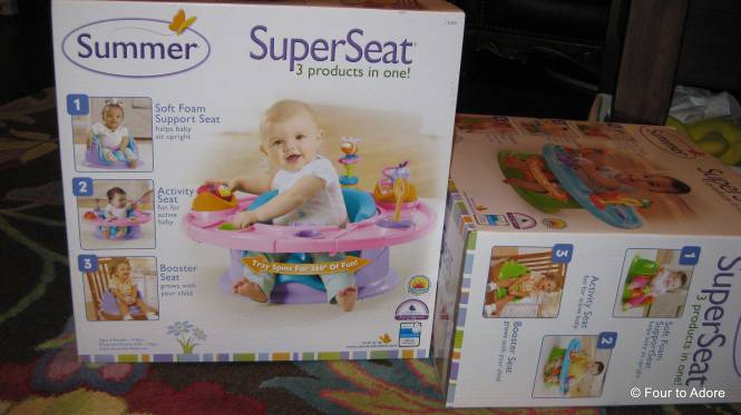 The Super Seat doesn't come in the same selection of colors as the Bumbo, but they do come in boy and girl color combinations.  