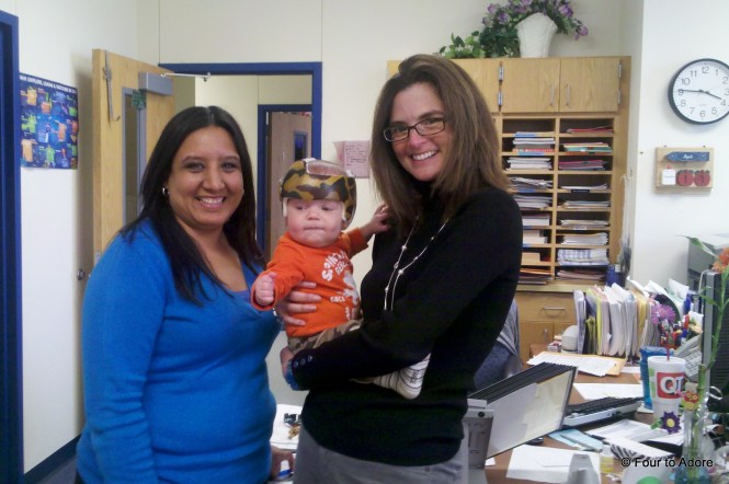 Mina, Mason, & Samantha.   Mason was highly interested in Samantha's glasses and seemed to thing they'd be a tasty snack.  