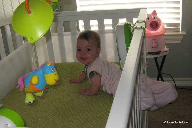 Surprisingly, Sydney was perfectly content having her legs stuck after she woke up that way.  