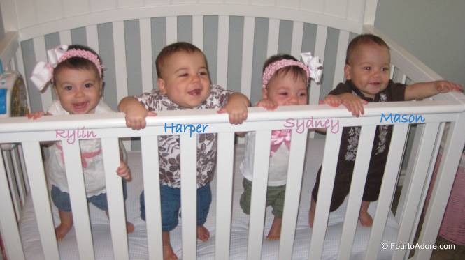 Here is our obligatory 11 month crib picture.  They may not lay still anymore, but I love how they stand.
