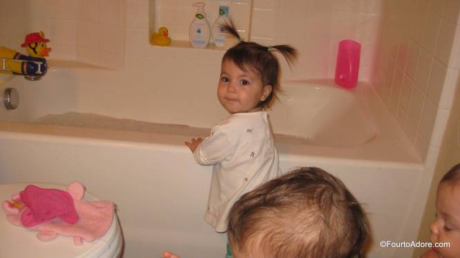 The baby wash created nice, thick bubbles, which Rylin was ready to explore.