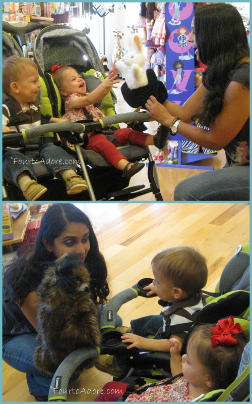 Neha was impressed to find the babies can label most any animal, including iguana and produce the corresponding sound.  Mason was impressed with this owl puppet, which boasted moving eyes and beak.  