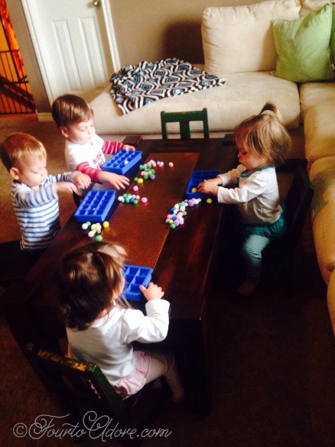 This is how our activity began, at the coffee table with toddler chairs.