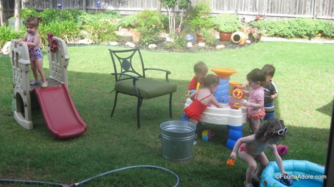 It didn't take long before all eight babies were fully entertained with water play.