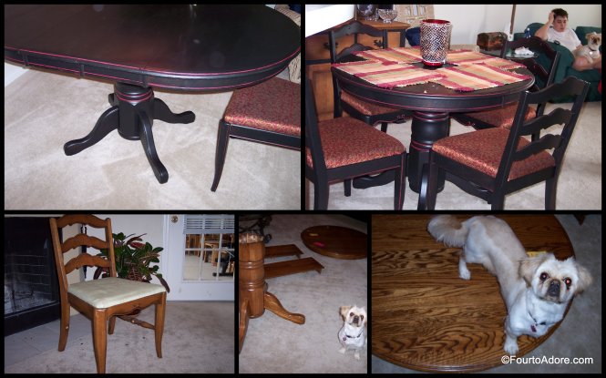 black Pottery Barn Inspired Table and chairs thrift store redo