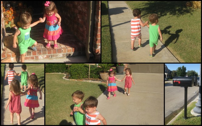 Teach multiples how to hold hands and walk together