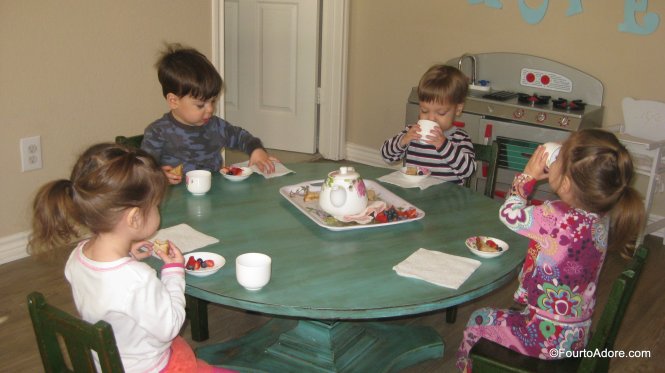 Tea Parties are great for practicing manners and when the weather keeps toddlers inside