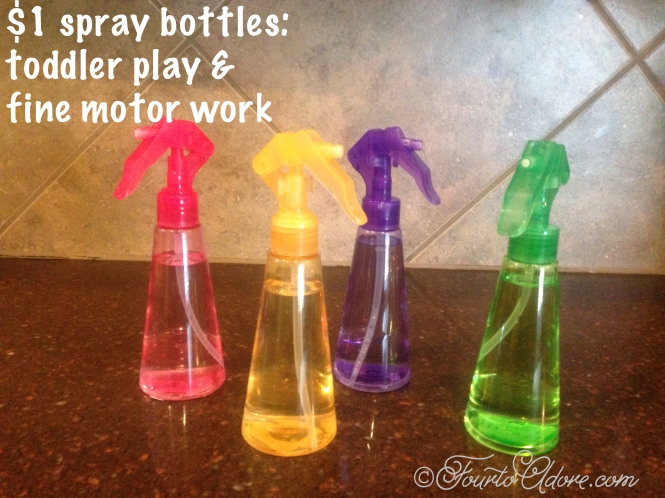 Dollar Tree spray bottles entertain toddlers and help with fine motor skill development