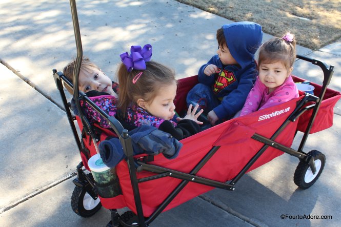 quadruplets in the foldable wagon